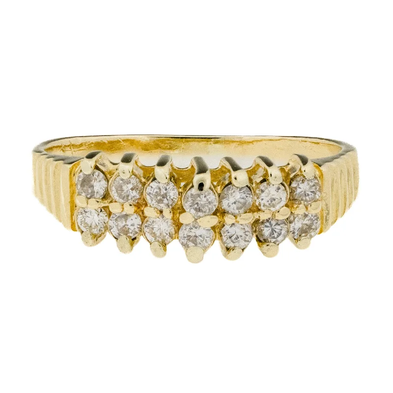 Petal carved engagement rings-0.56ctw Diamond Fashion Ring in 14K Yellow Gold - Size 7.7