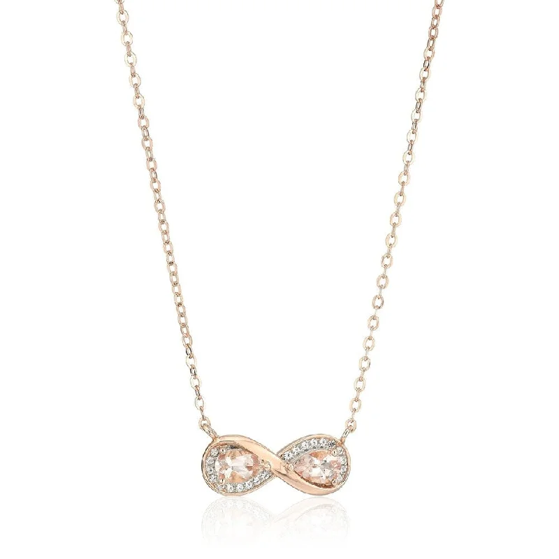 Surf wave necklaces-Rose Gold-Plated Silver Morganite Infinity Pendant Necklace, 18" - Pink