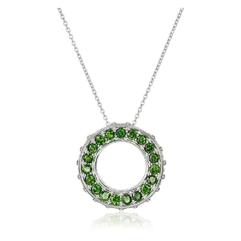 Wave pattern necklaces-Exotic Chrome Diopside Circle of Life Necklace