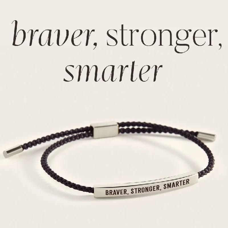 Polished word bangles-Braver, Stronger, Smarter Inspire Bracelet