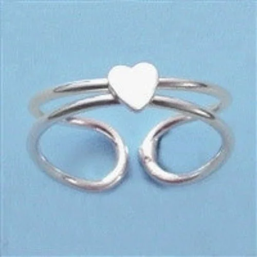 Dove feather engagement rings-Sterling Silver Toe Ring with Heart