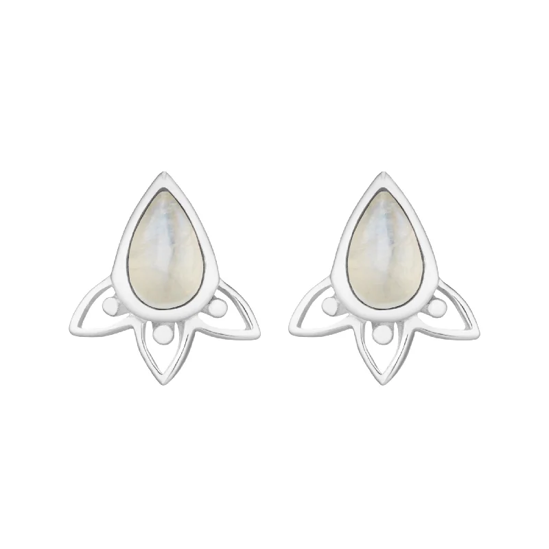 Polished bead earrings-ARIA - Sterling Silver & Moonstone Studs