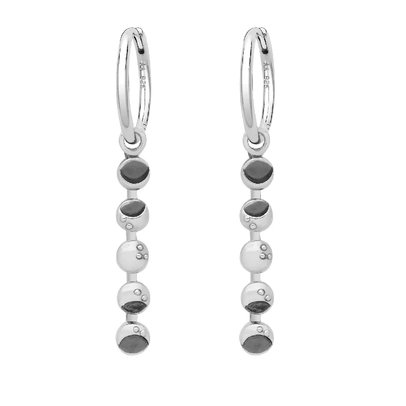 Retro clip earrings-PHASES - Sterling Silver Hoops