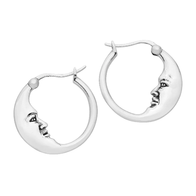 Fox wing earrings-MOON MAN - Sterling Silver Hoops