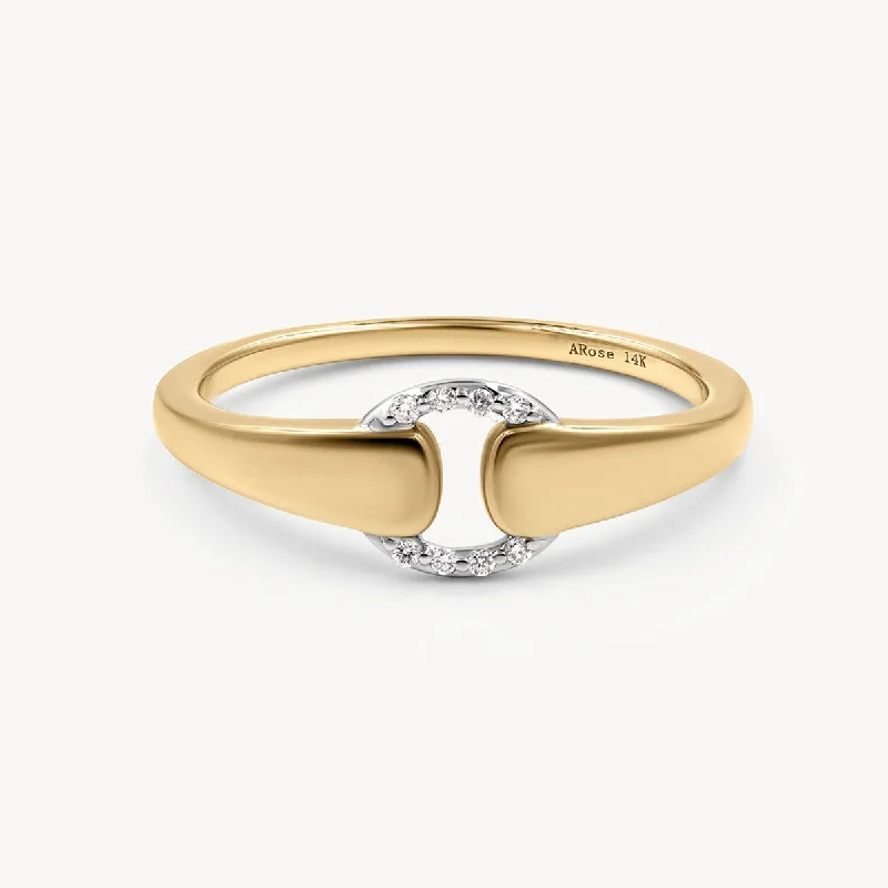 Two-Toned Diamond Buckle Ring