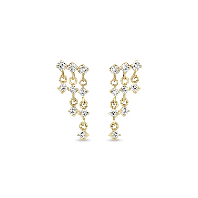 Radiant star earrings-14k Linked Prong Diamond Waterfall Earrings