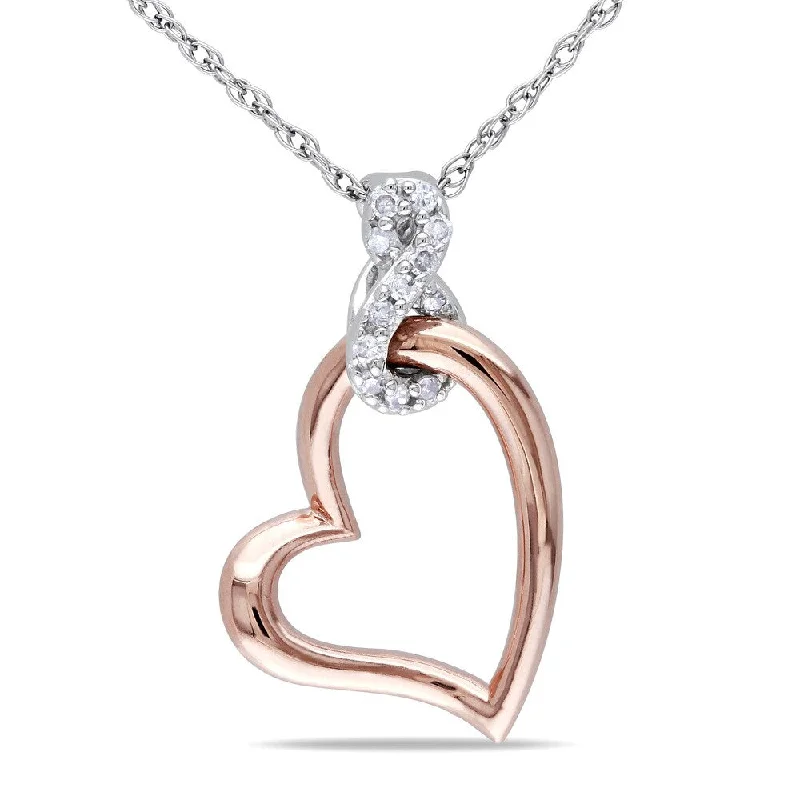 Flat knot necklaces-Miadora 10k Two-tone Gold Diamond Heart Infinity Necklace - White