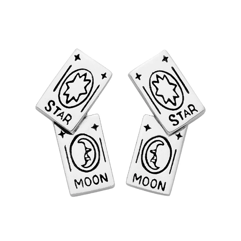 Solid ring earrings-TUMBLING TAROT - Sterling Silver Studs