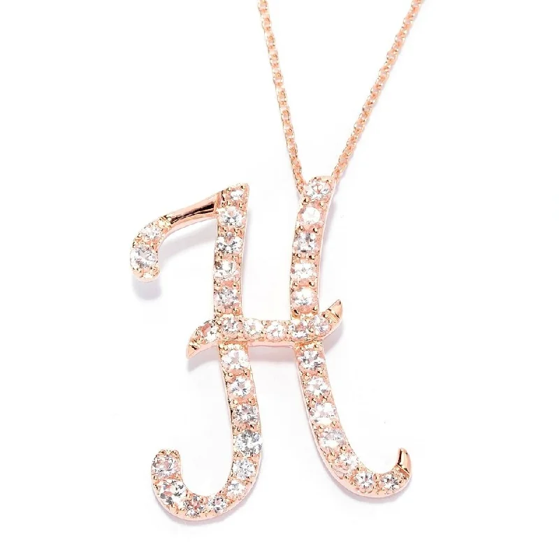 Haze glass necklaces-18k Rose Gold over Sterling Silver Round Morganite Initial H Necklace