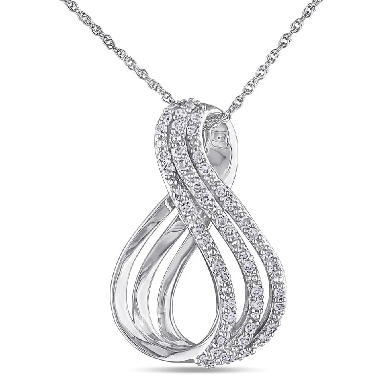 Polished bead necklaces-Miadora 10k White Gold 1/4ct TDW Diamond Infinity Necklace