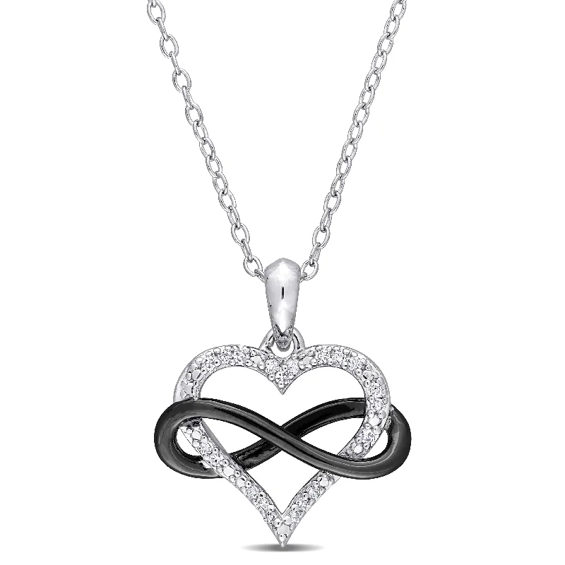 Topaz drop necklaces-Miadora Two-Tone Sterling Silver 1/10ct TDW Diamond Infinity Heart Necklace