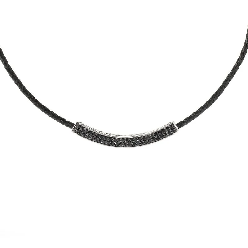 Surf wave necklaces-Sterling Silver 2ctw Black Spinel Necklace 18'L