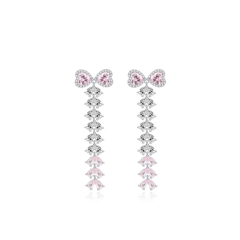 Trekker braid earrings-"Bling Sweetheart" Drop Sterling Silver Earrings