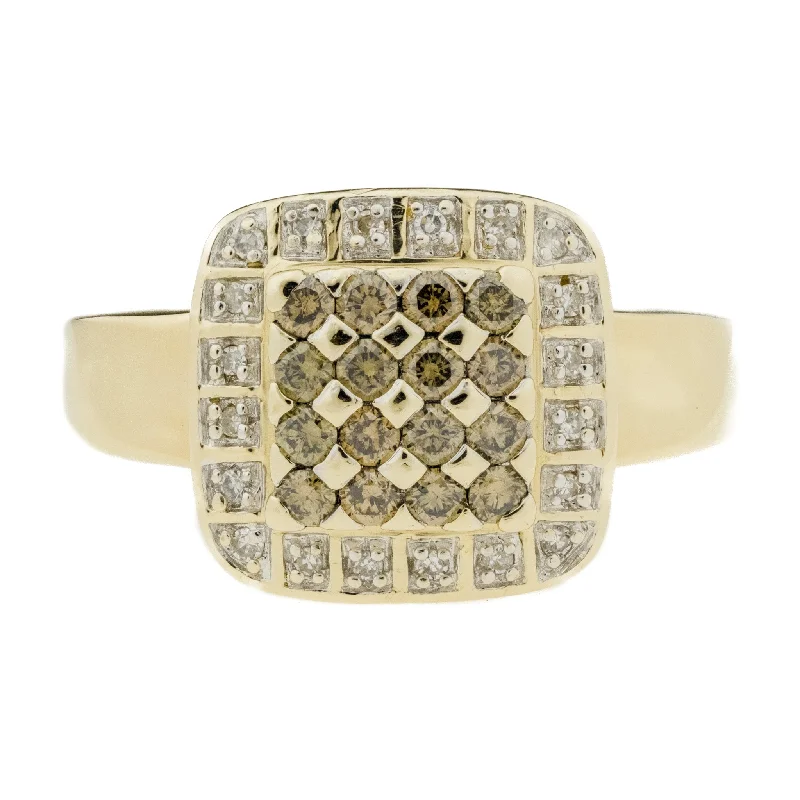 Tri-tone engagement rings-0.75ctw Diamond Fashion Cluster Ring in 14K Yellow Gold - Size 9.75