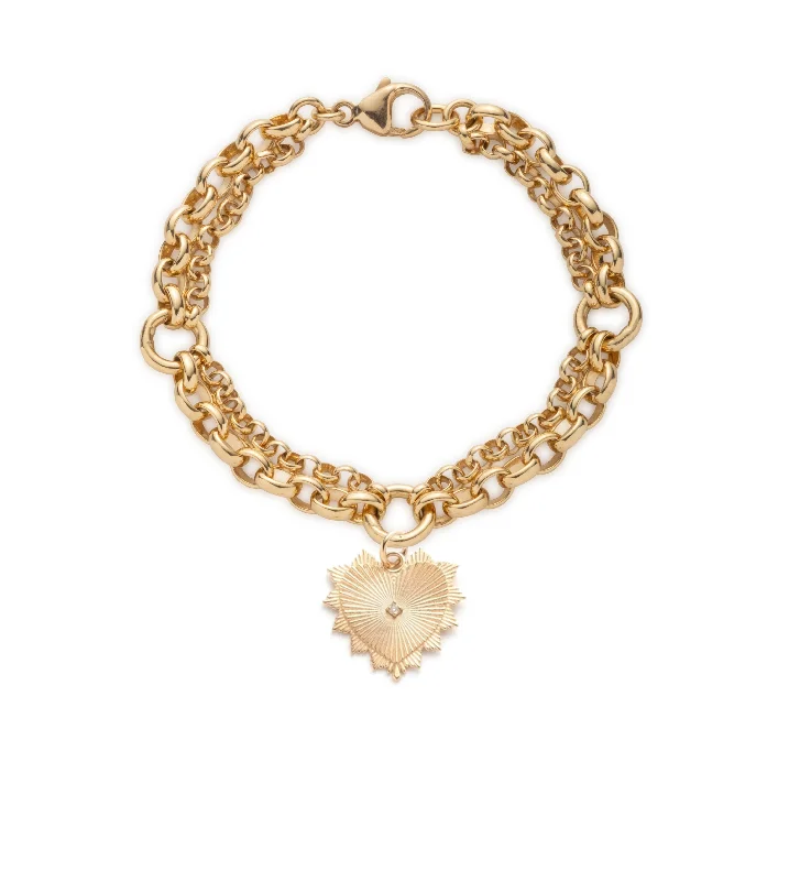 Vivid druzy bangles-Radiating Heart Festoon Chain Bracelet : in Yellow Gold