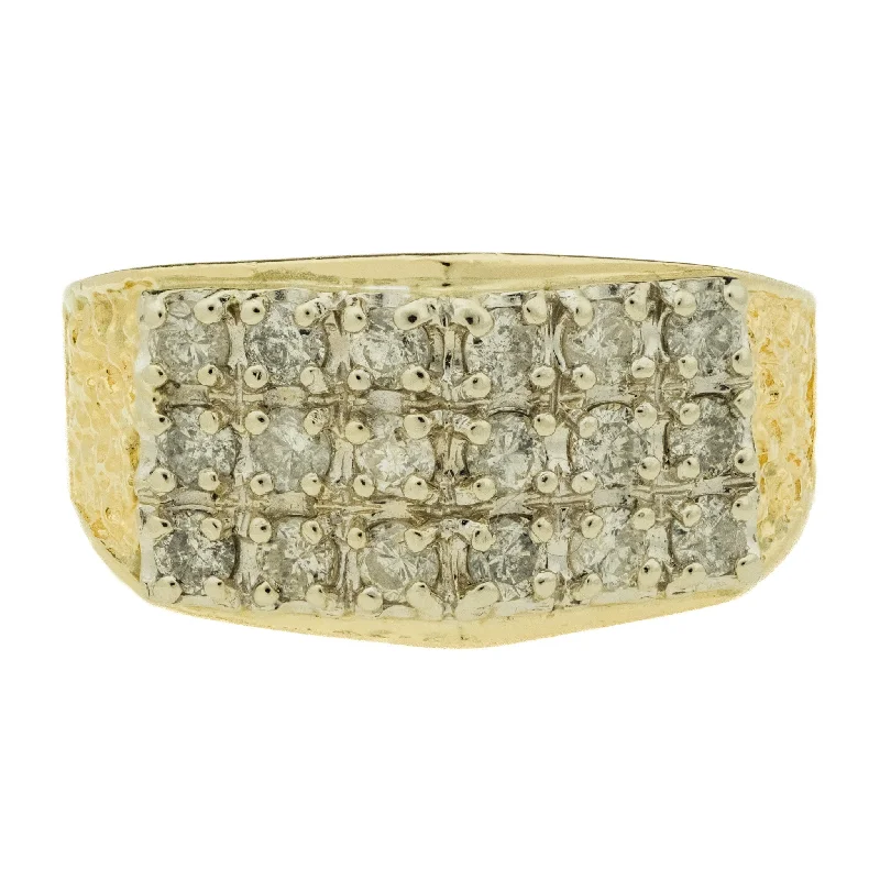 Dual-tone engagement rings-1.08ctw Diamond Accented Gent's Ring in 14K Two Tone Gold -Size 9.5