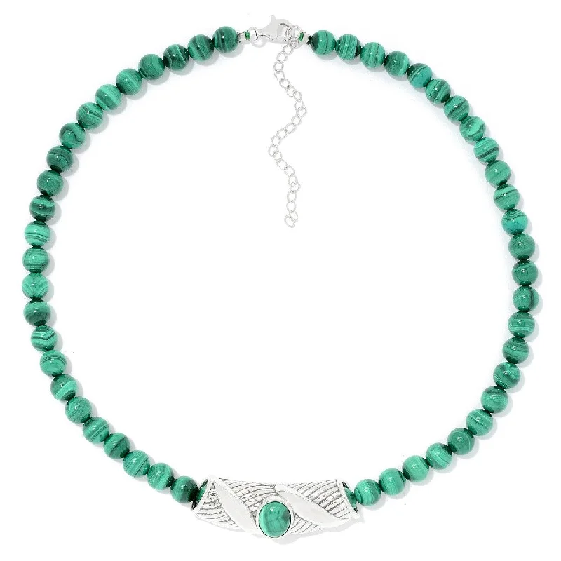 Surf wave necklaces-925 Sterling Silver Malachite Necklace