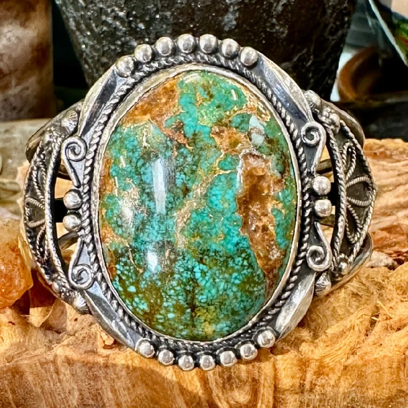 Pure crystal bangles-Old Navajo Sterling Silver Turquoise Cuff Bracelet