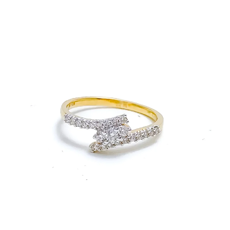 Engraved name engagement rings-Dainty Overlapping Diamond + 18k Gold  Ring