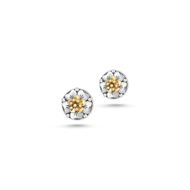 Wide bar earrings-Floral Stud Earrings