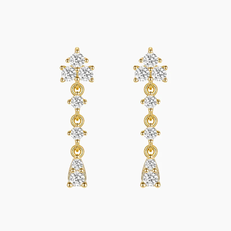 Leaf design earrings-Irregular CZ Pave Dangle Earrings