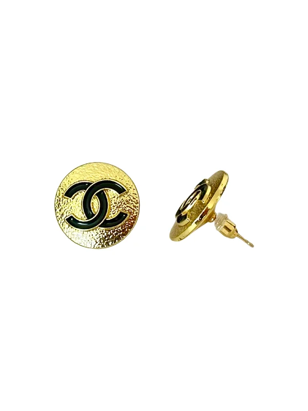 Trekker braid earrings-CC Black & Gold Button Earrings