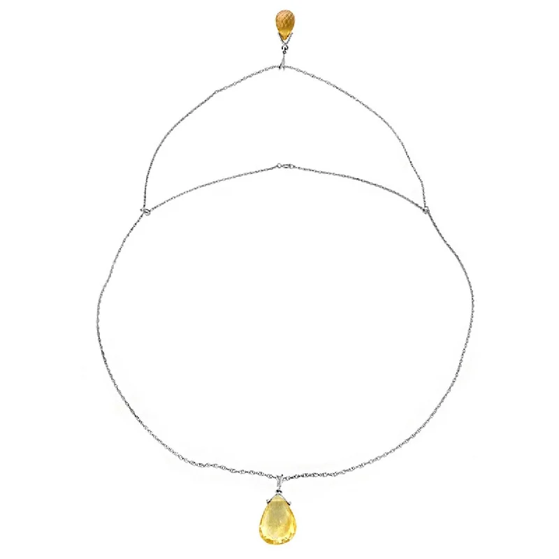 Spring clasp necklaces-7.50 Carat 14K Solid Gold Front & Back Drop Necklace Natural Citrines