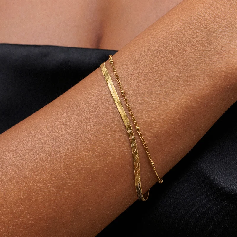 Bold gem bangles-Everyday Layered Bracelet