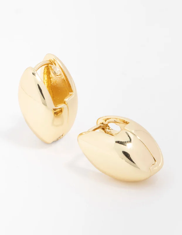 Radiant pearl earrings-Gold Plated Pointed Huggie Earrings