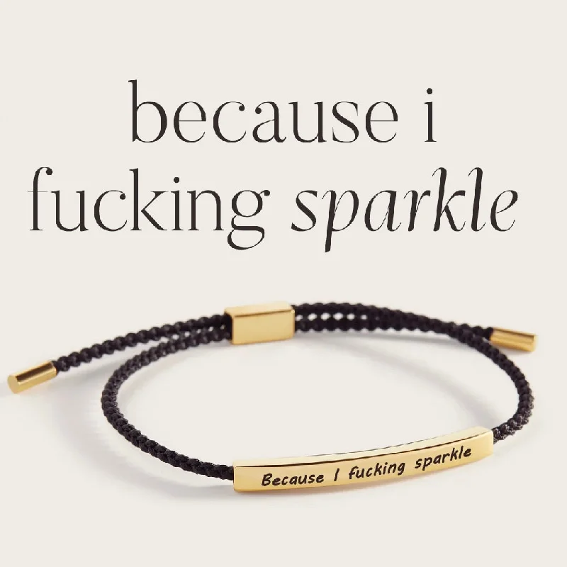 Wide gold bangles-Because I F♥cking Sparkle Inspire Bracelet